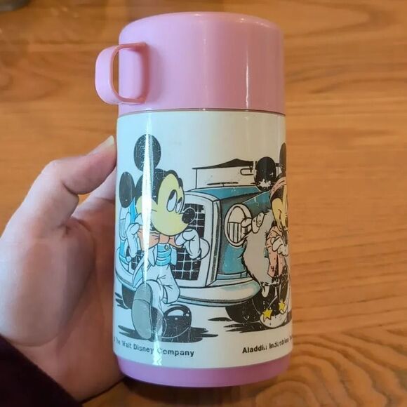 Vintage Mickey and Minnie Mouse Pink Children's Travel Mug, Aladdin Industries - Picture 8 of 16